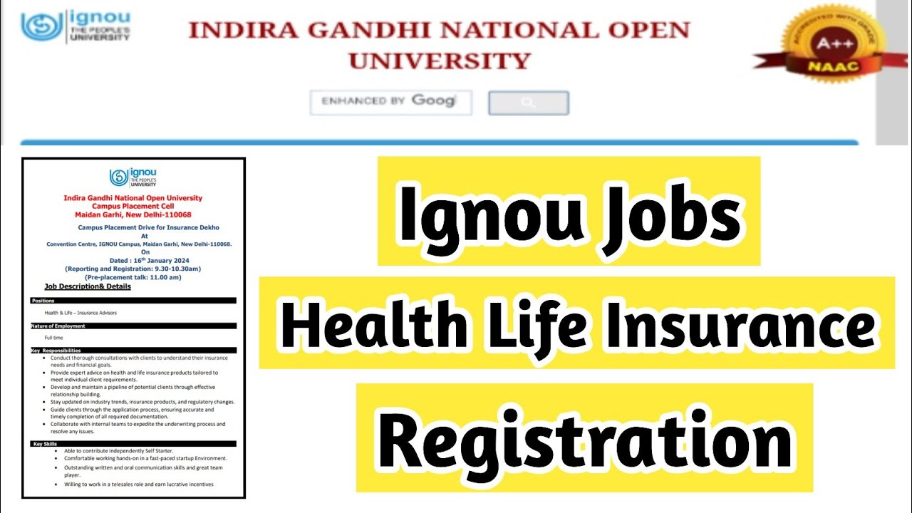 Ignou Jobs In Health Insurance Company | Mister Ignou #ignou #placement #jobs