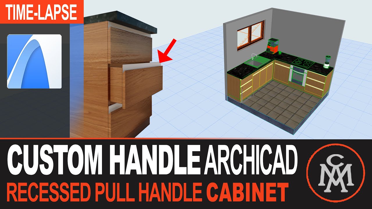 Custom Handle Cabinet in Archicad | Recessed Pull Handle for Cabinet Door and Drawer
