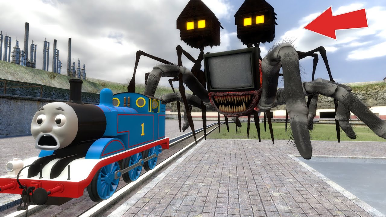 Building a Thomas Train Chased By TV Eater,House Head Trevor Henderson in Garry's Mod