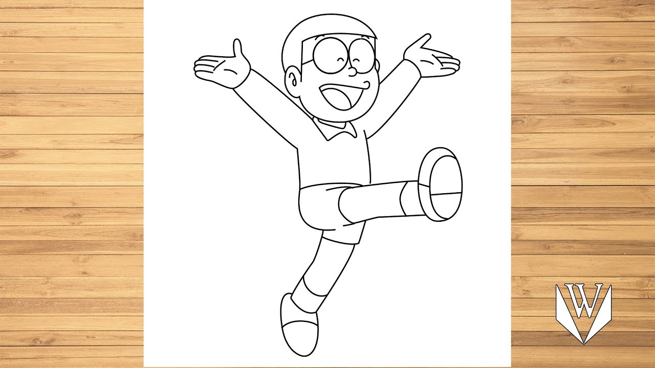 Cómo dibujar Nobita Doraemon paso a paso, fácil para niños y principiantes Tutorial de dibujo Truco