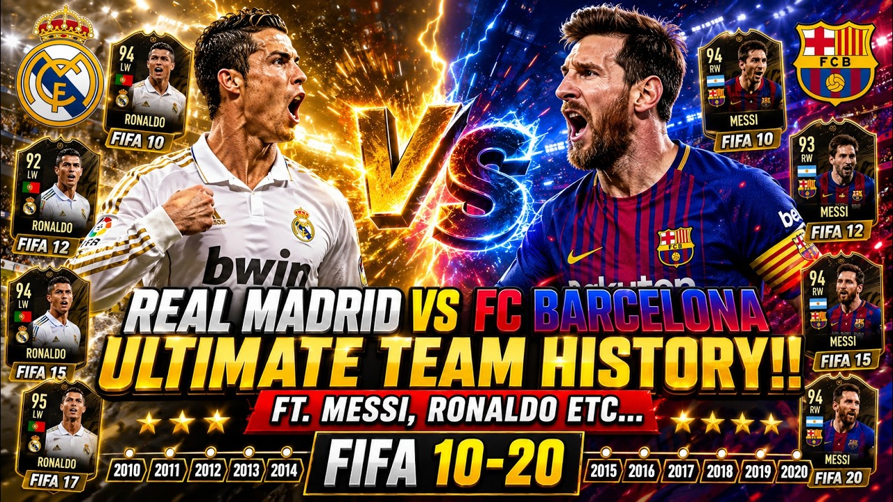 REAL MADRID VS FC BARCELONA FIFA ULTIMATE TEAM HISTORY!! FT. MESSI, RONALDO ETC... (FIFA 10-20)
