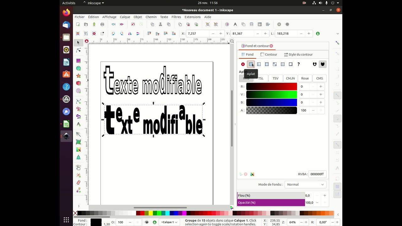 Manipulation de textes sous inskape