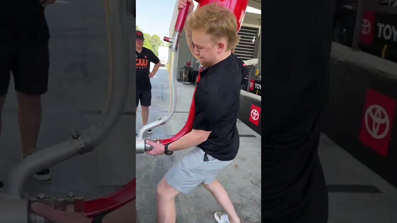 "FUEL CAN DOWN PIT ROAD ON FIRE"