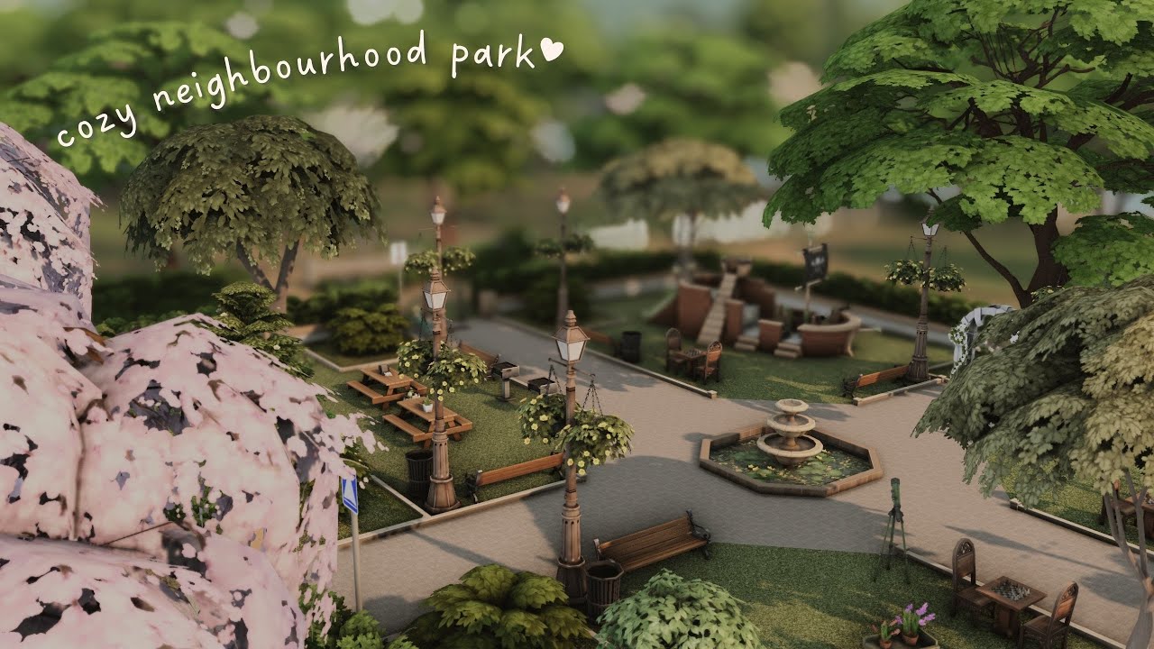 cozy neighbourhood park 🌳 base game only | the sims 4 speed build