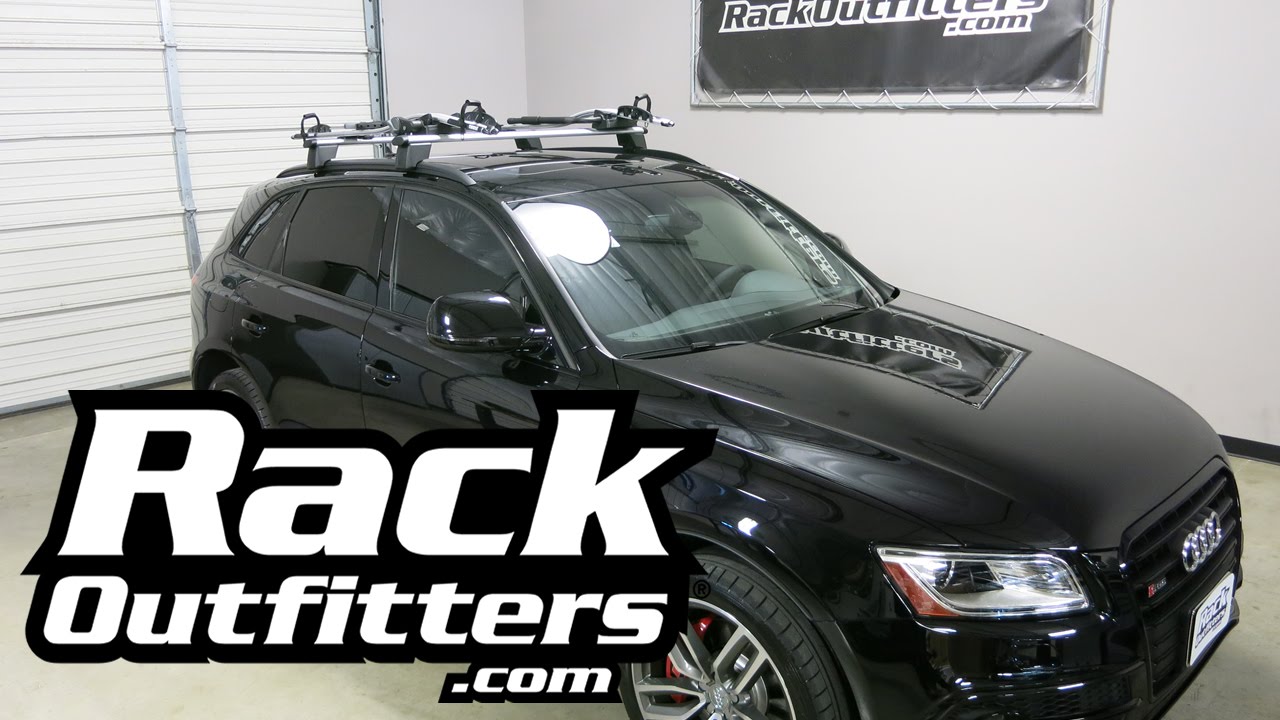 2016 Audi Q5 with Thule 598 Criterium Bike Carriers T Track Mounted on Factory Roof Rack