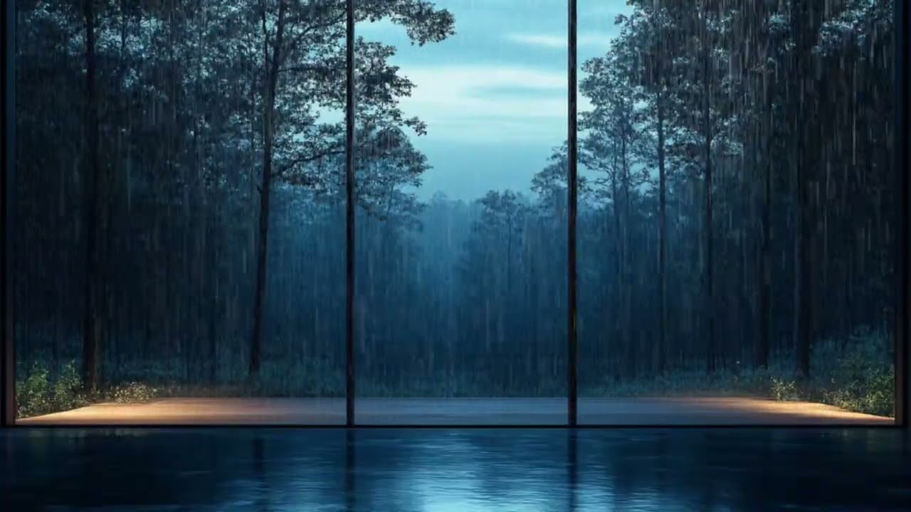 Rain Sound On Window with Thunder Sounds ' ASMR ' Study and Relaxation, Heavy Rain for Sleep