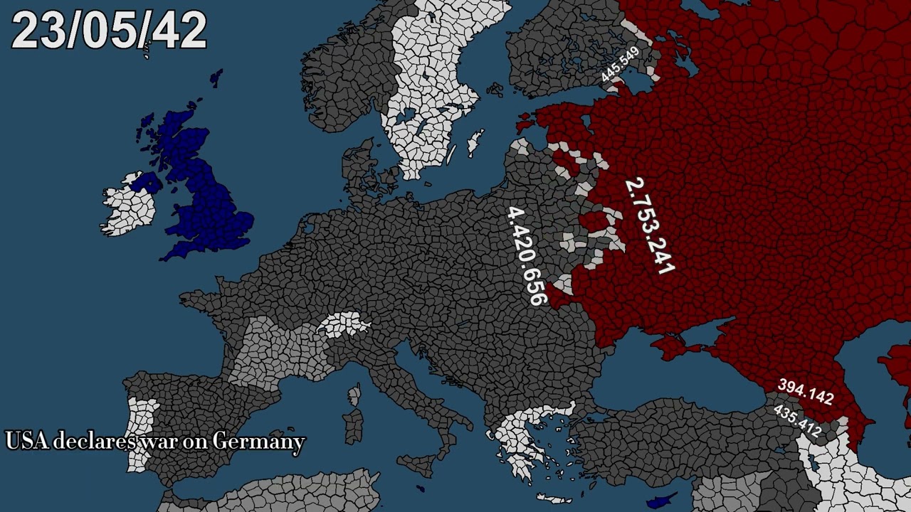 WW2 (German Victory) Every Day with Army Sizes