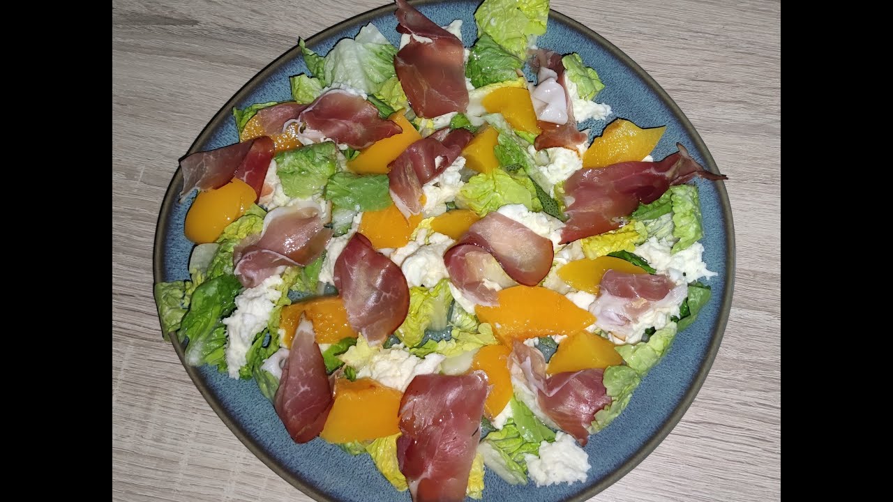 Einfach schneller leckerer Mozzarella Pfisich Schinken Salat