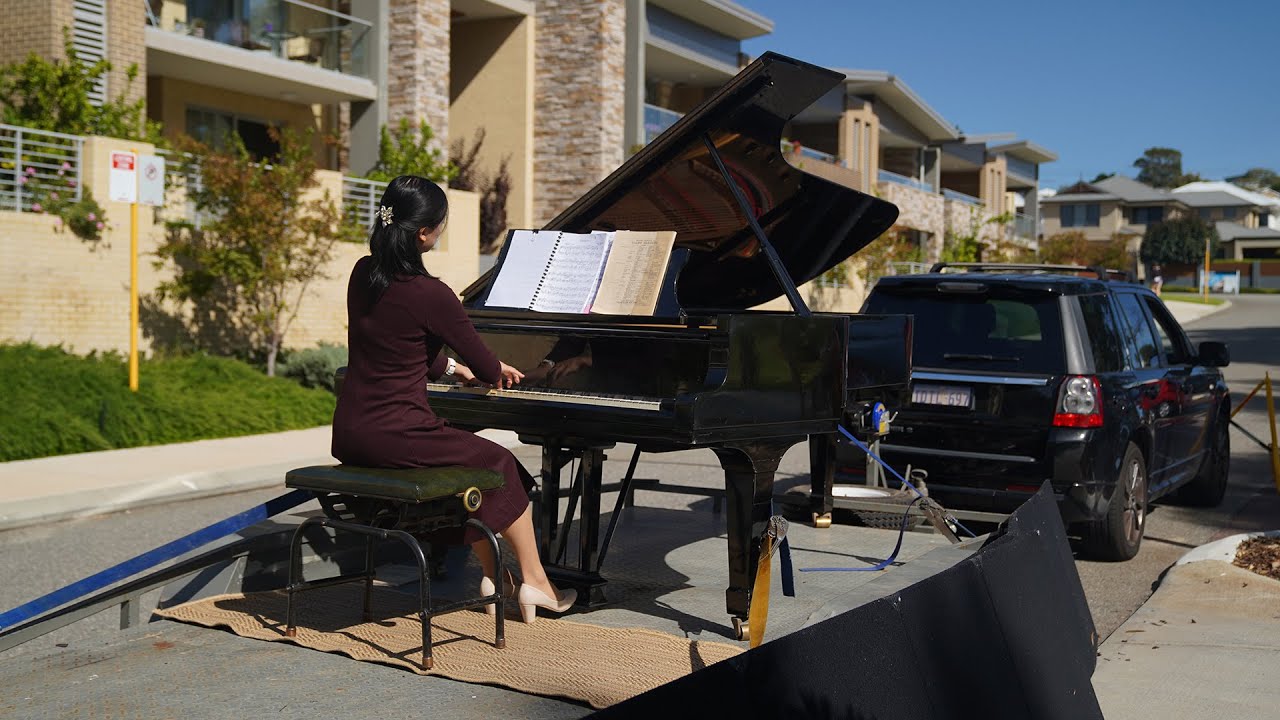 Mobile grand piano entertains local Perth aged-care residents