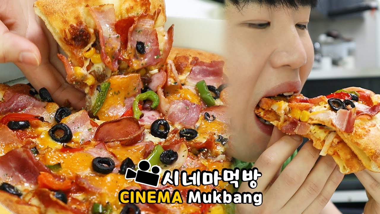 슈퍼 디럭스 피자랑 로제스파게티.. 시네마먹방 Super deluxe pizza & RoséSpaghetti ENG Cinema Mukbang DoNam 도남이먹방