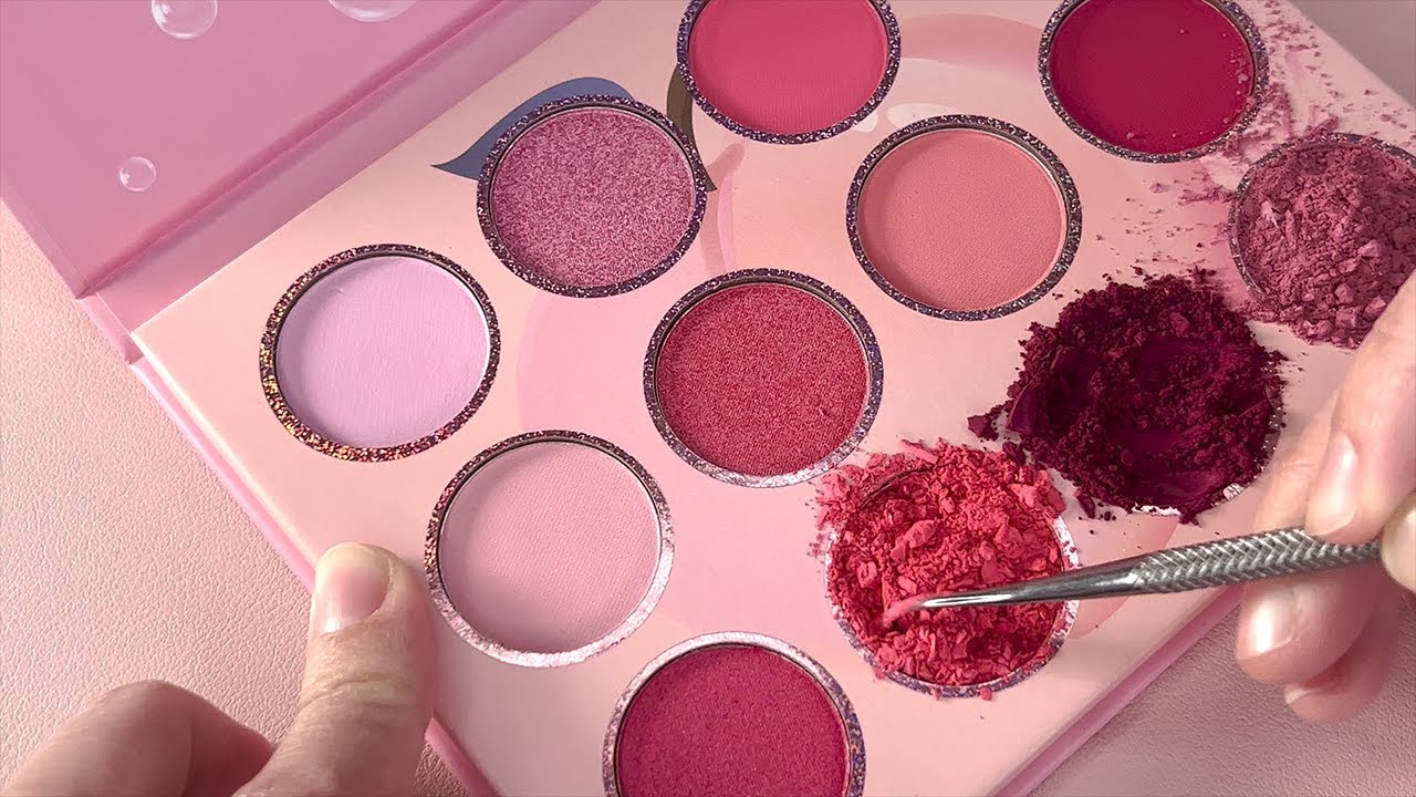 ASMR Makeup Destruction with PINK Palette. Satisfying video