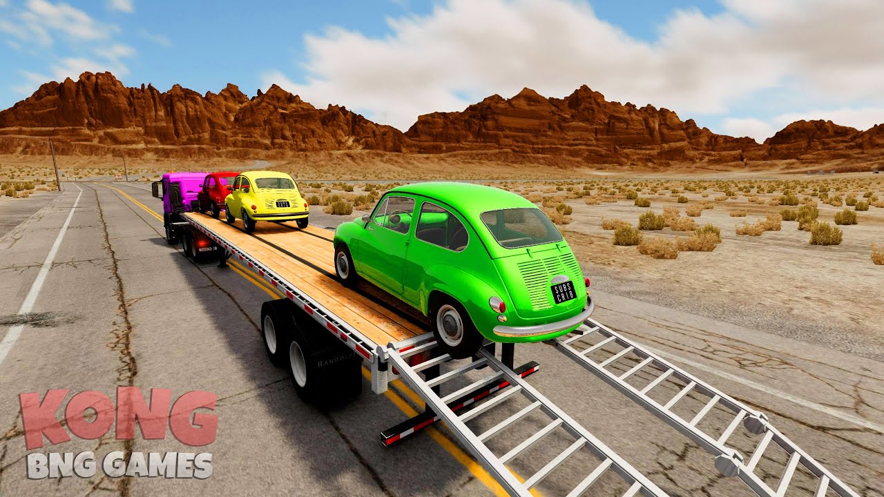 Flatbed Truck McQueen vs Pothole Chaos! | BeamNG.Drive Car Transport Challenge #51