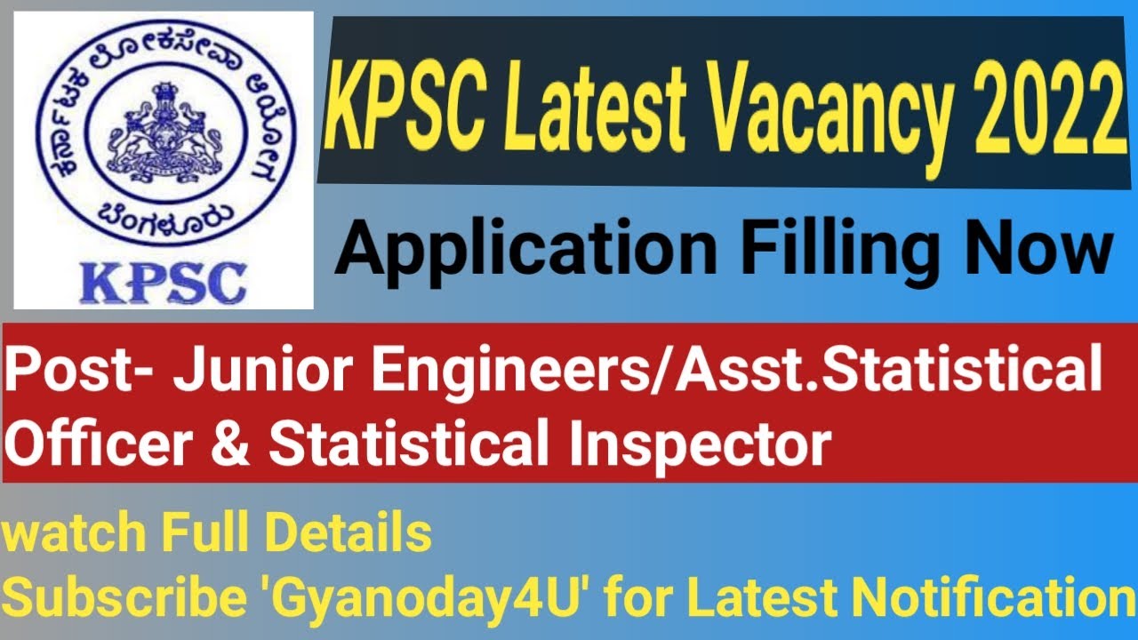 KPSC Junior Engineer, Assistant Statistical Officer, and Statistical Inspector Recruitment 2022.