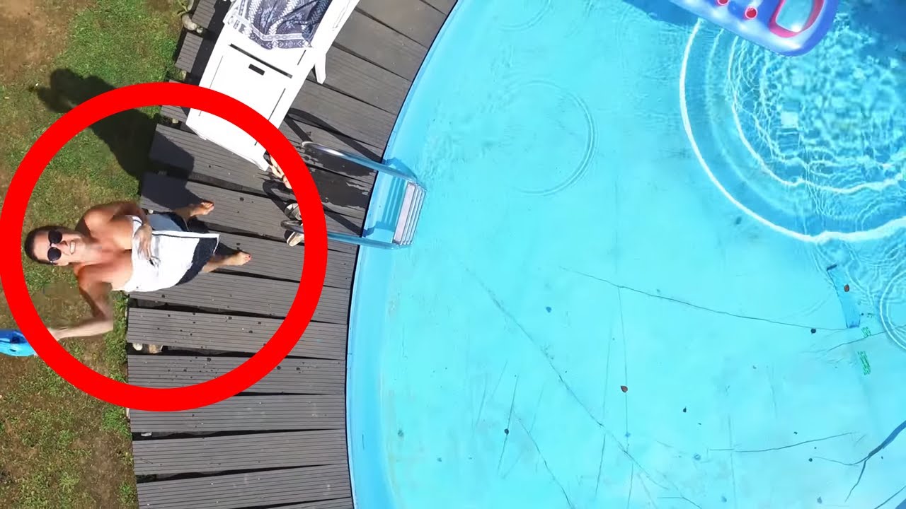 Drone Spy Woman в бассейне - идет ужасно неправильно! DJI Phantom 4 Crash