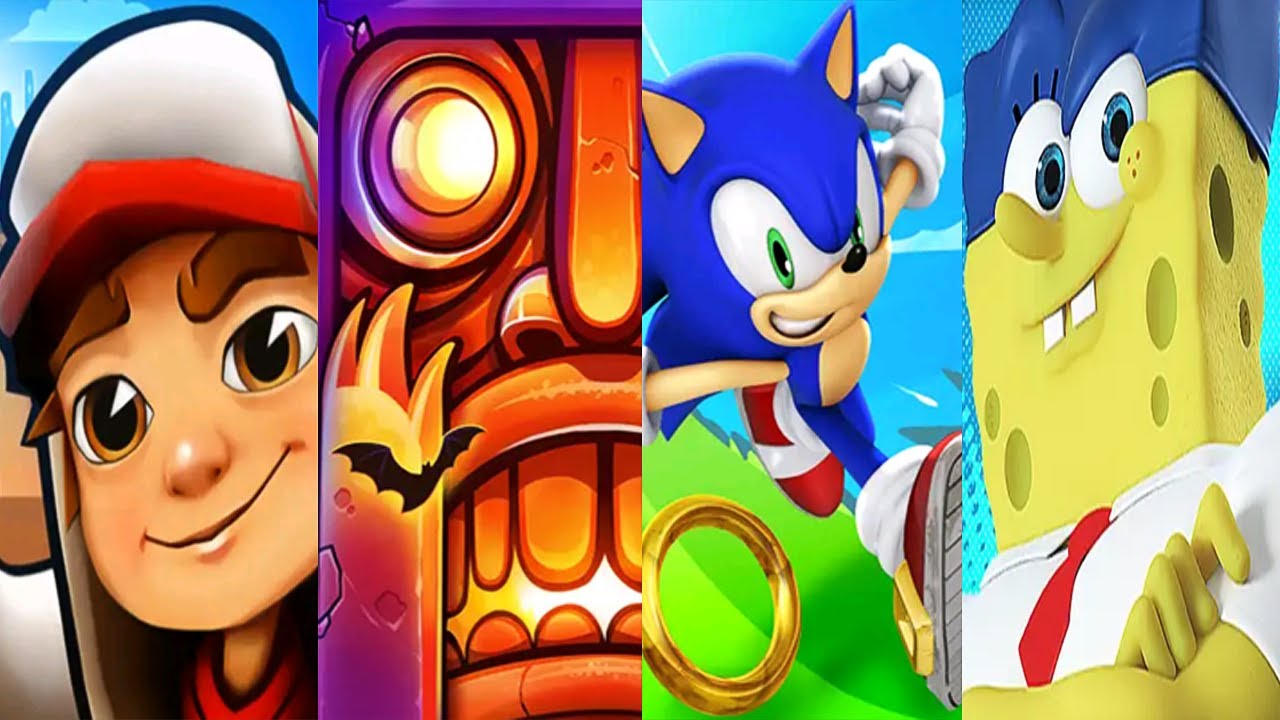 Subway Surfers Peru vs Temple Run 2 vs Sonic Dash vs SpongeBob: Sponge on the Run Gameplay