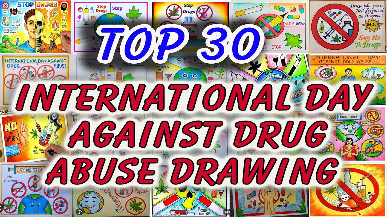 International Day Against Drug Abuse Drawing / Drug Abuse Drawing / Stop Drug Addiction Drawing