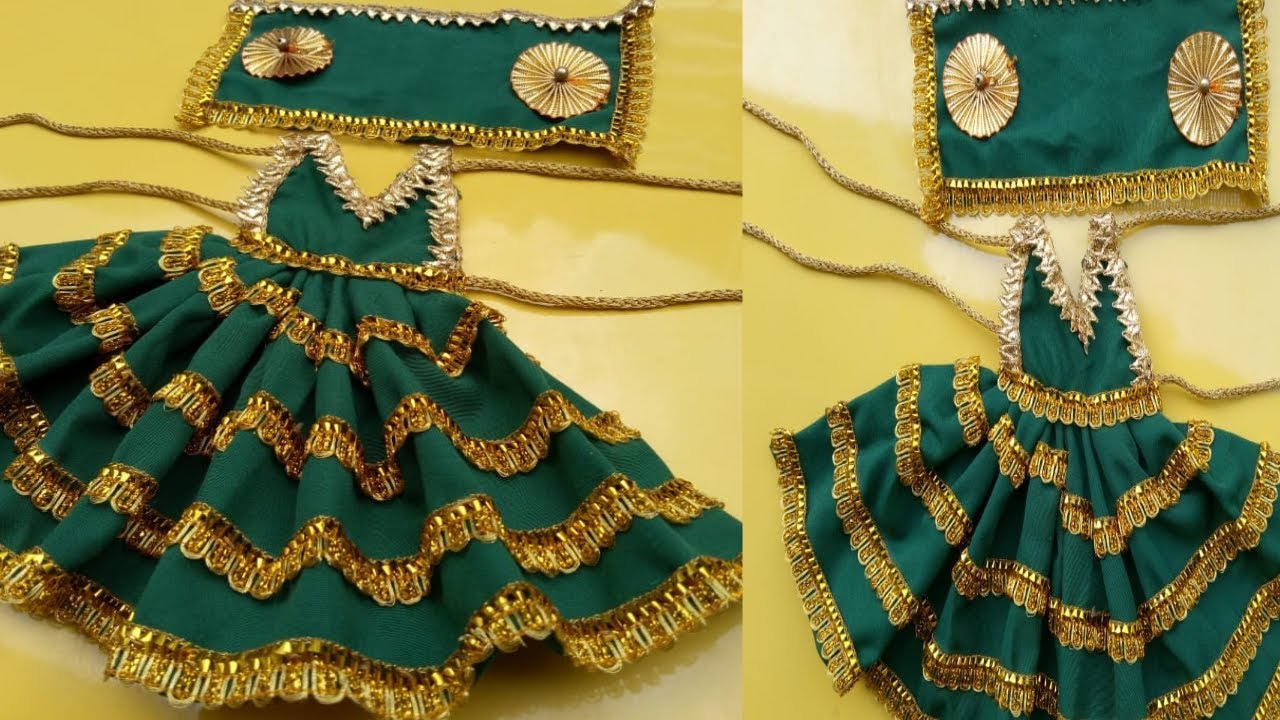 बिना सिलाई मशीन आसान तरीके से बनाएं घर पर माता रानी की सुंदर ड्रैस|| how to make mata rani dress