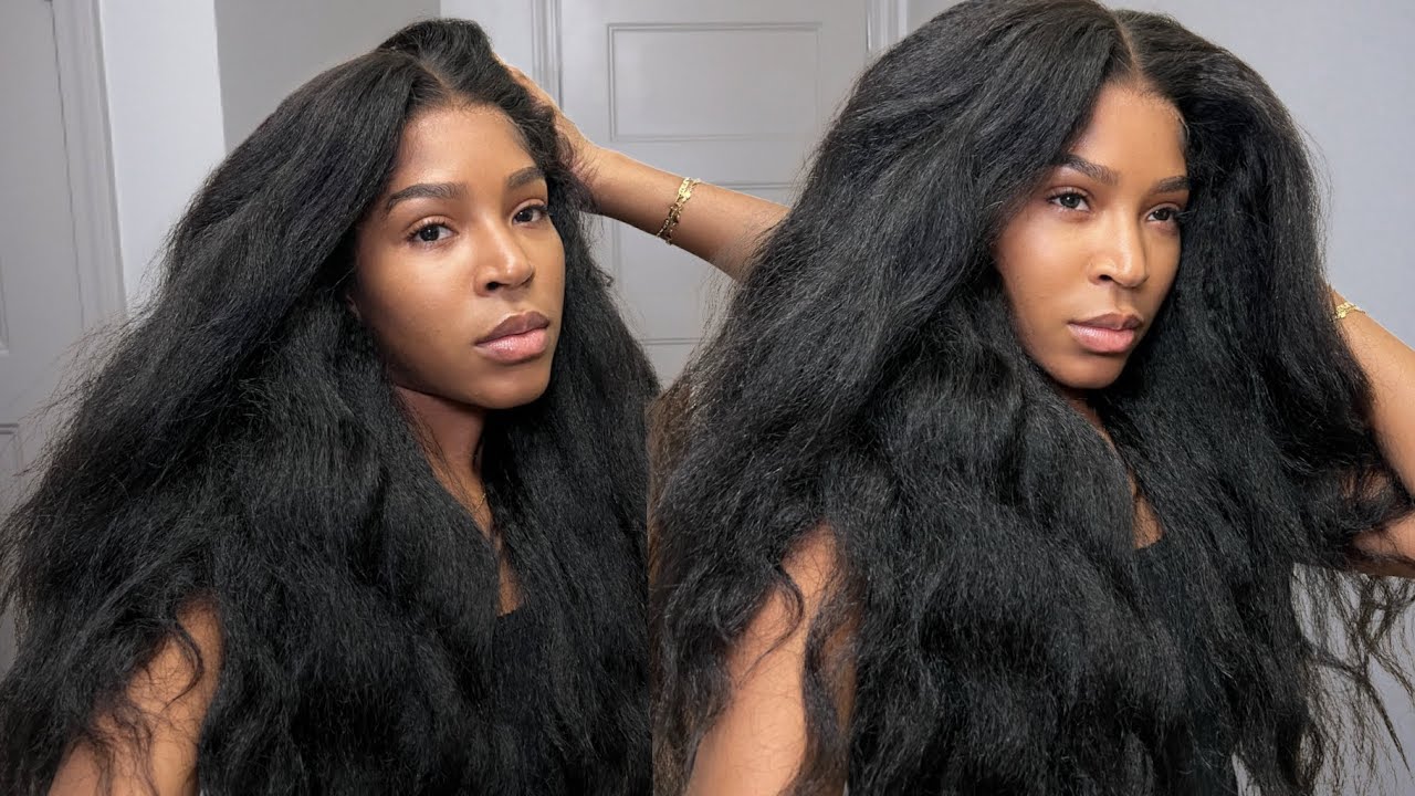 FLUFFY CURLS😍 GLUELESS WEAR AND GO KINKY STRAIGHT 5x5 WIG | PRE CUT & PRE PLUCKED | WEST KISS HAIR
