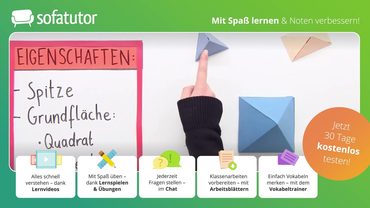 Mathe: Eigenschaften der Pyramide – Formeln & Beispiele
