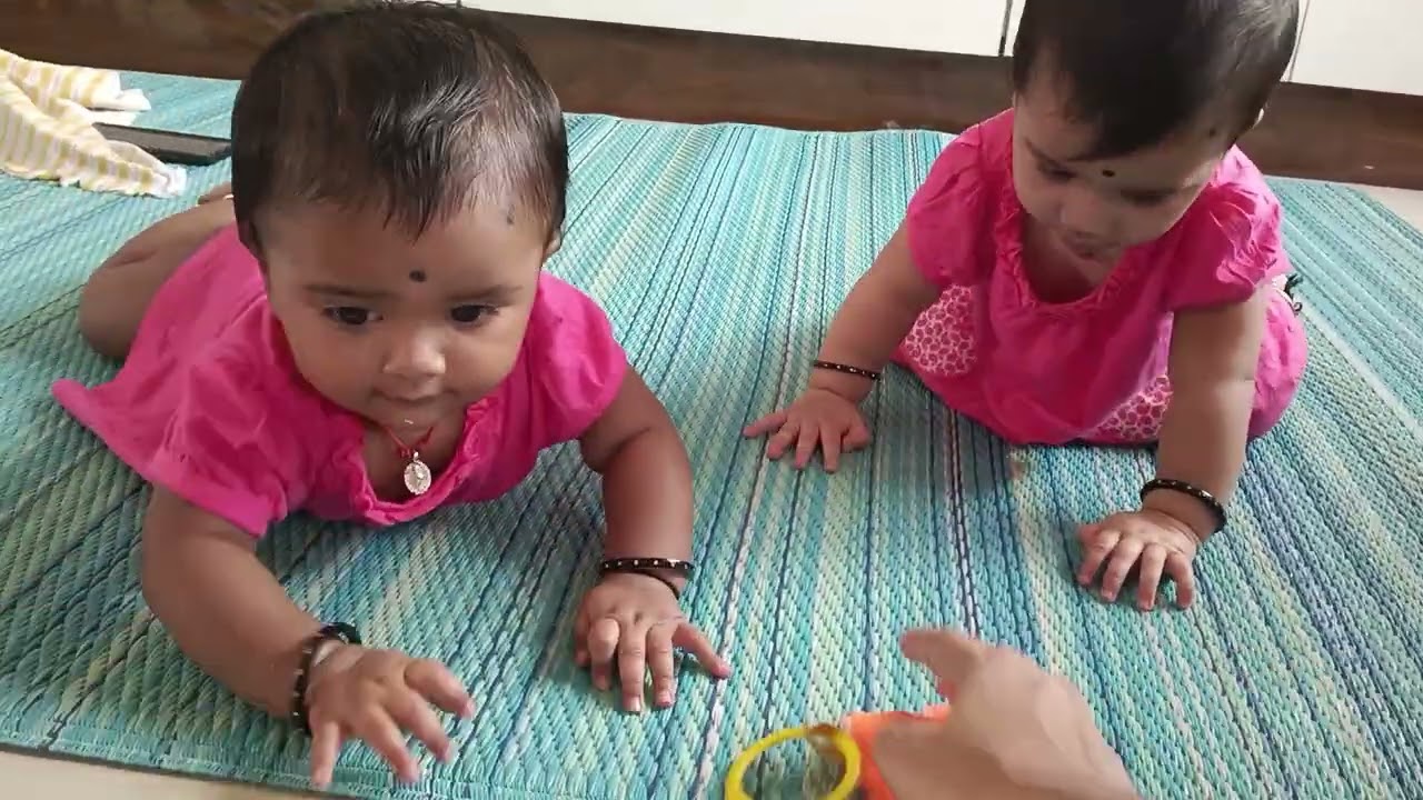 Morning play time with kids🥰 #twins #cutebaby #sisters #twinmoments 😀