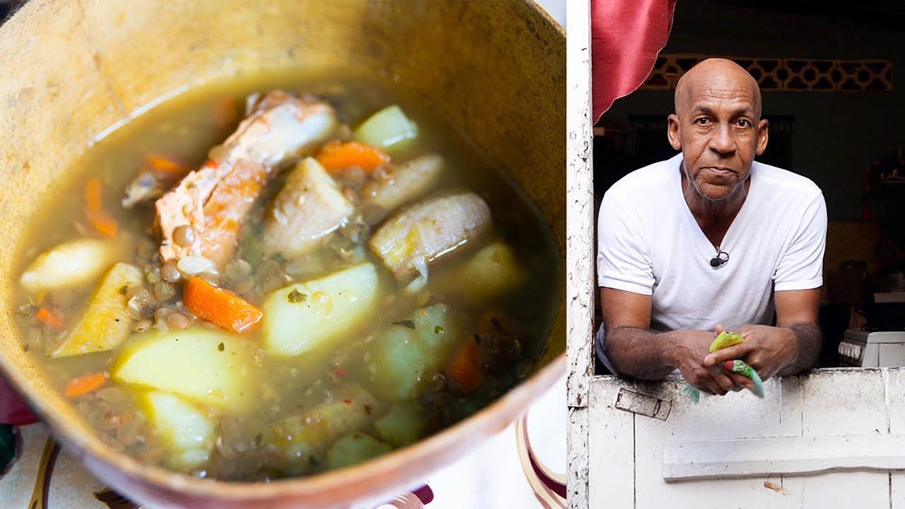 Lentil Peas Soup with Saltfish by Uncle Clyde in Paramin, Trinidad & Tobago | In De Kitchen