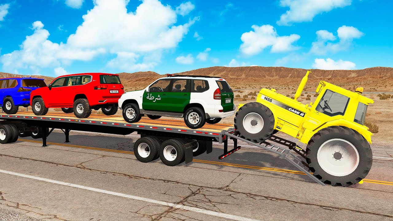 Flatbed Truck Mcqueen | Transportation with Truck - Pothole vs Car #263 - BeamNG.Drive