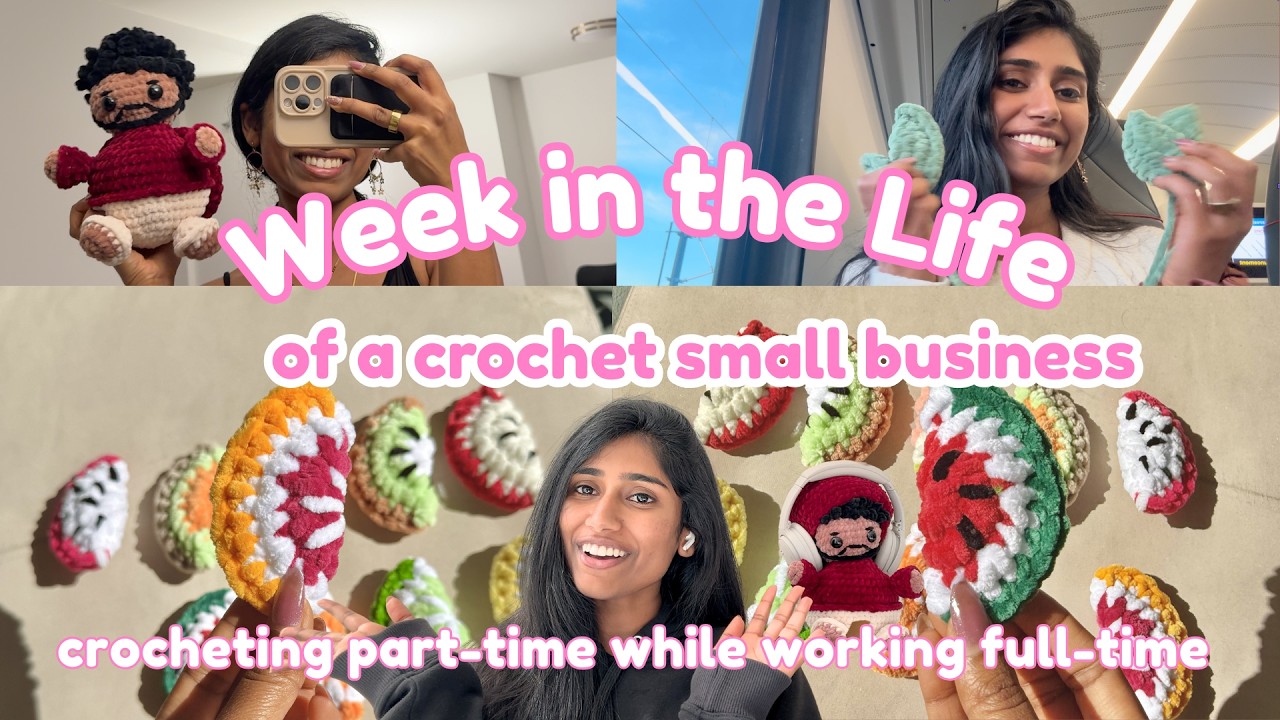 A Week in My Life 🐢💜 Balancing my Crochet Business and my full-time job  🤍👩🏽‍💻