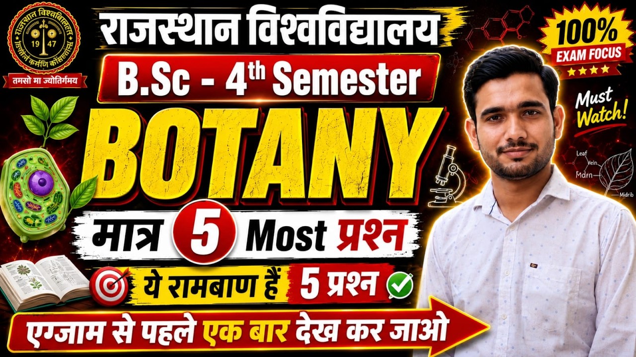 Bsc 4th semester botany important questions 2026 rajasthan university bsc 4th semester botany