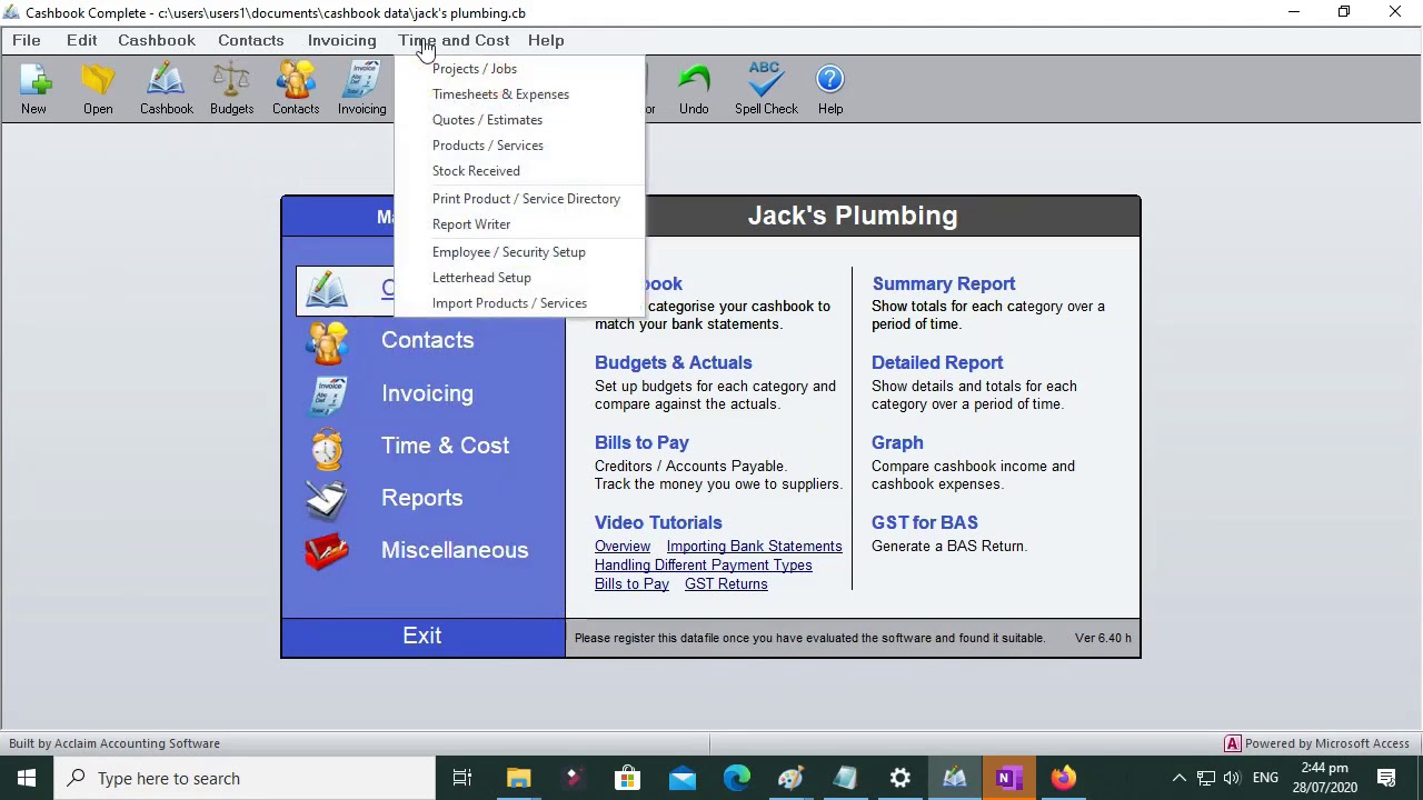 Navigating Around Cashbook Complete