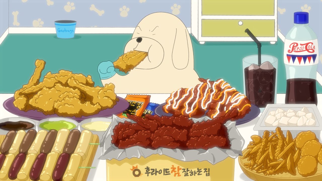 야식으로 치킨먹방 /KOREAN CRISPY FRIED CHICKEN / MUKBANG ANIMATION / 사실만만 / Sasilmanman