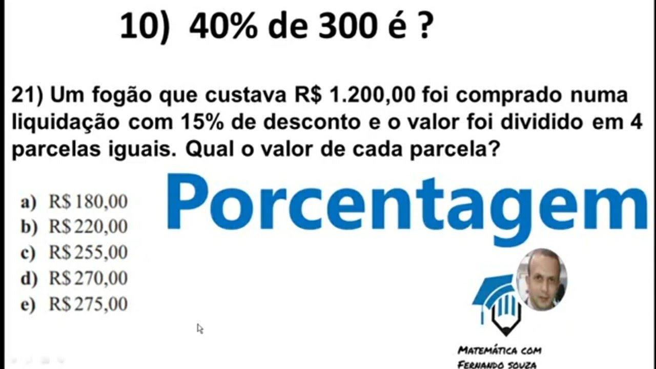 Exercícios de porcentagem e como passar para porcentagem - Matemática