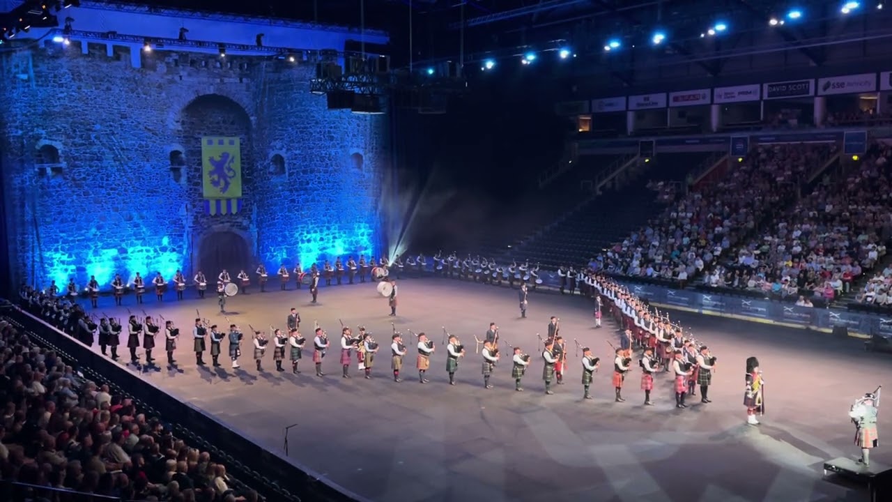Belfast International Tattoo 2024 Massed Pipes and Drums Sons of Scotland & Glengarry Pipe Band