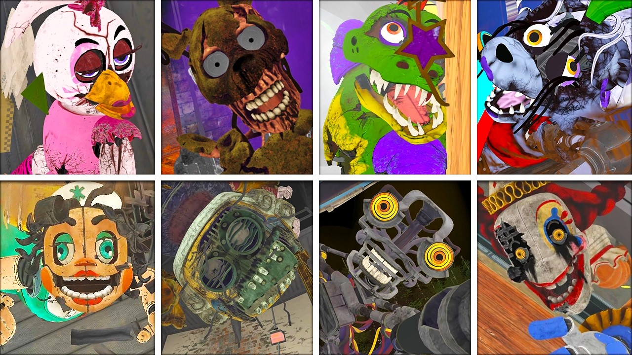 FNAF Secret of The Mimic & Security Breach - All DEATHS in BRIGHT Mode
