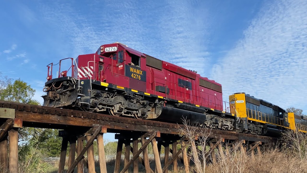 AWRR 112 rocks and wobbles over the Willow Creek trestle with five SD40-2’s 10/11/22