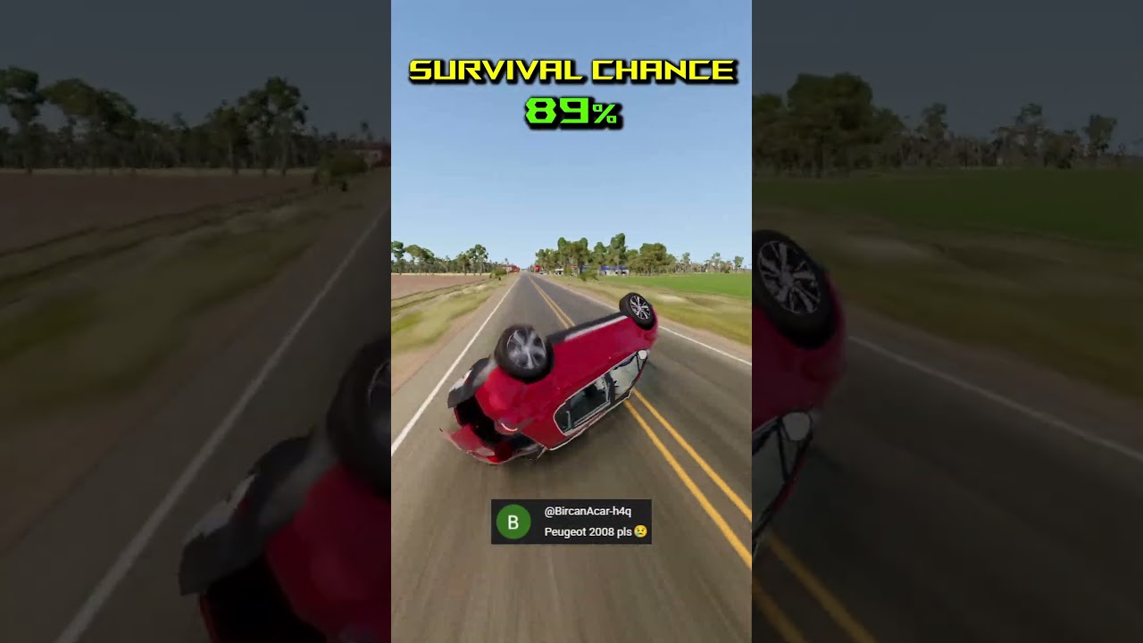🚀0-600 MPH 😱 Survival Chance!🔥#27 #beamngdrive #shorts