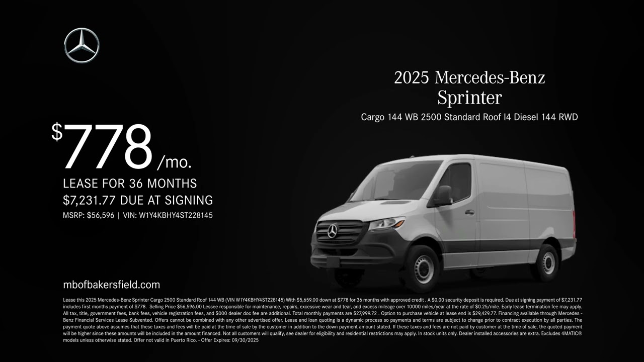 Mercedes-Benz Sprinter 09/24/2025 6172605