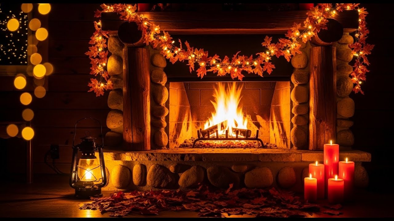 LIVE 🔴 Cozy Autumn Fireplace (No Talking) | Crackling Fire & Calm Relaxing Music 24/7