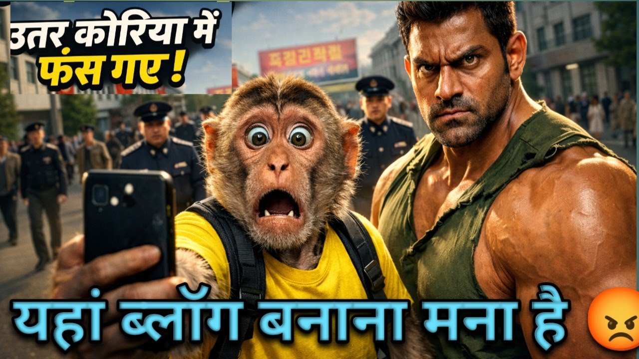North Korea में Vlog बनाते पकड़े गए 😨 Nandu & Desi Hulk vlog 🐒🧟‍♂️ #Hulk #Monkey #AI #Viral #Funny 