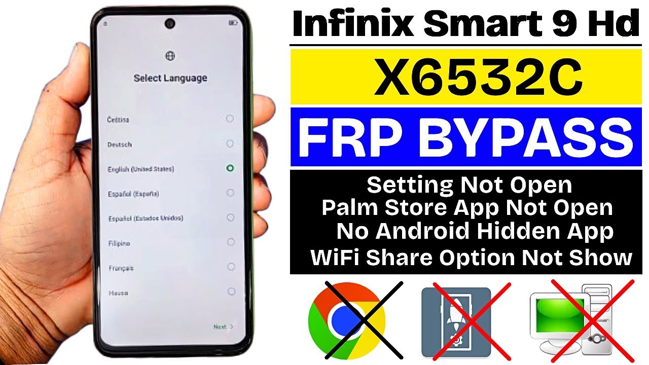 Infinix Smart 9 Hd (X6532C) : GOOGLE/FRP BYPASS Android 14 Without PC - Setting Not Opening