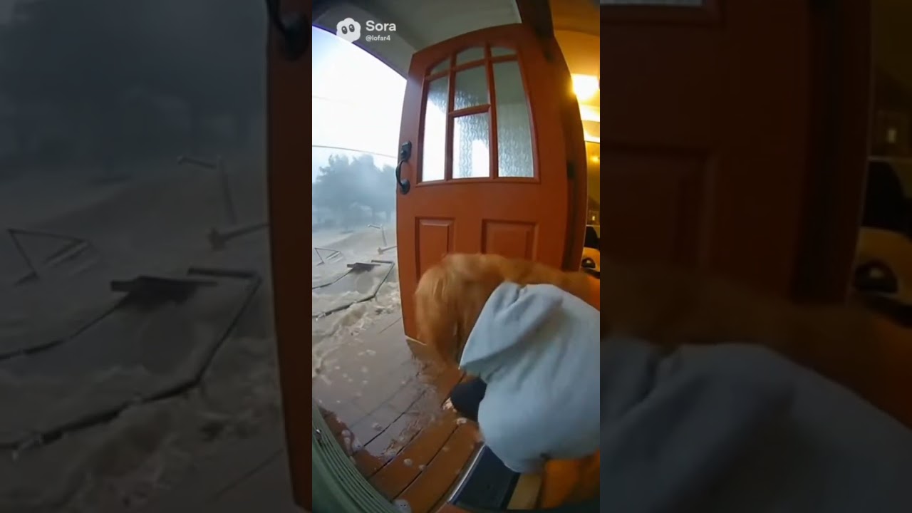 😭SAD VIDEO VIOLENT FLASH FLOOD RESCUE CAUGHT ON RING CAM 🌊🐕GIRL SAVES DOG FROM RAGING WATER