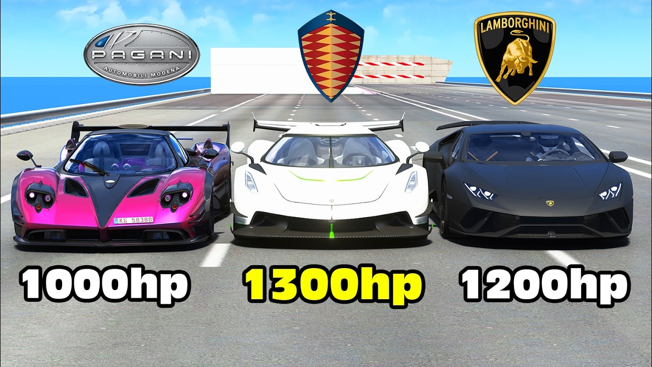 1300HP Jesko vs Huracan vs Pagani DRAG RACE