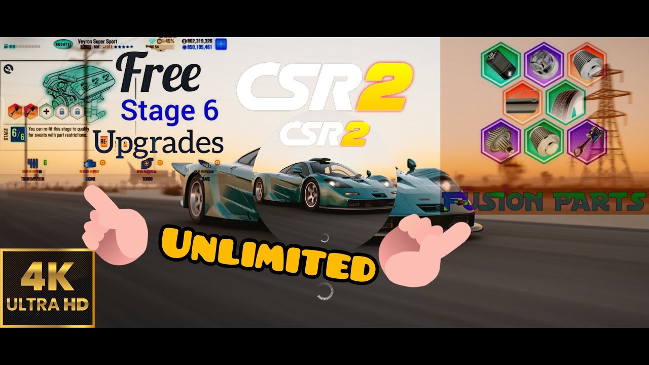 CSR 2 Fusion PARTS &Sixth Stage PARTS with FREE in Game Guardian;  UNLIMITED PARTS Explained at 4K