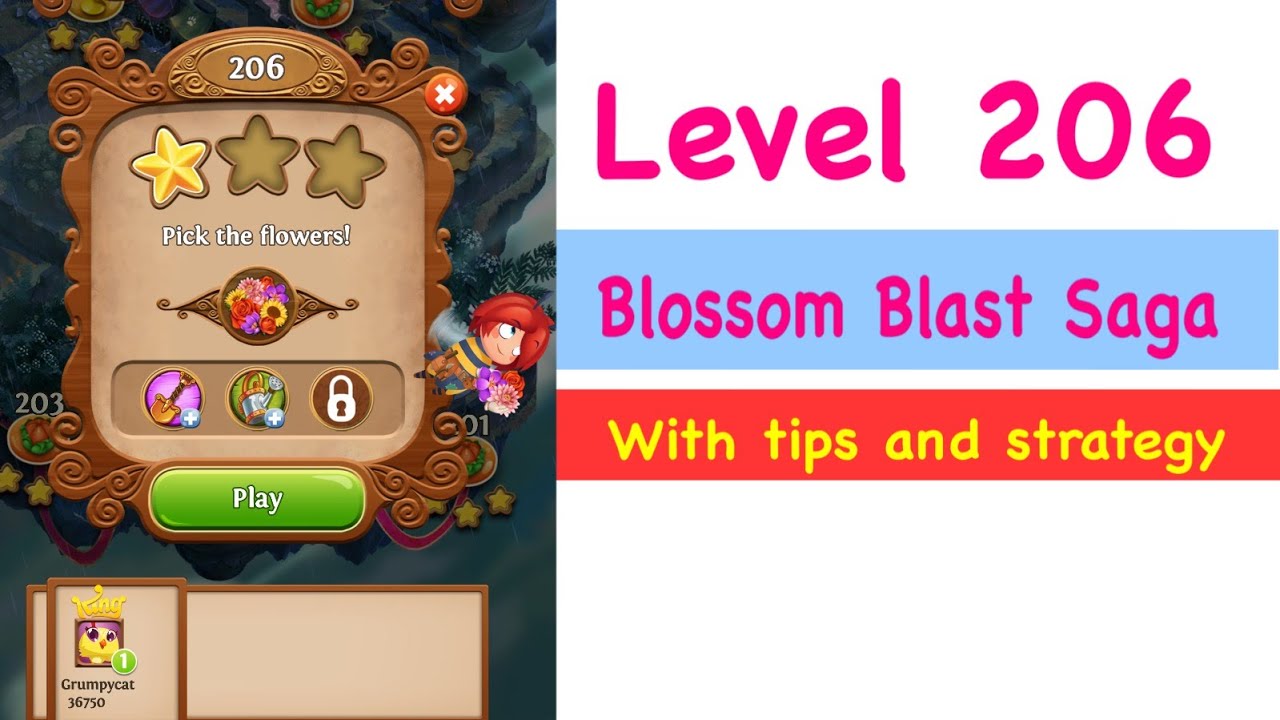 Blossom Blast Saga Level 206 Tips and Strategy Gameplay Walkthrough