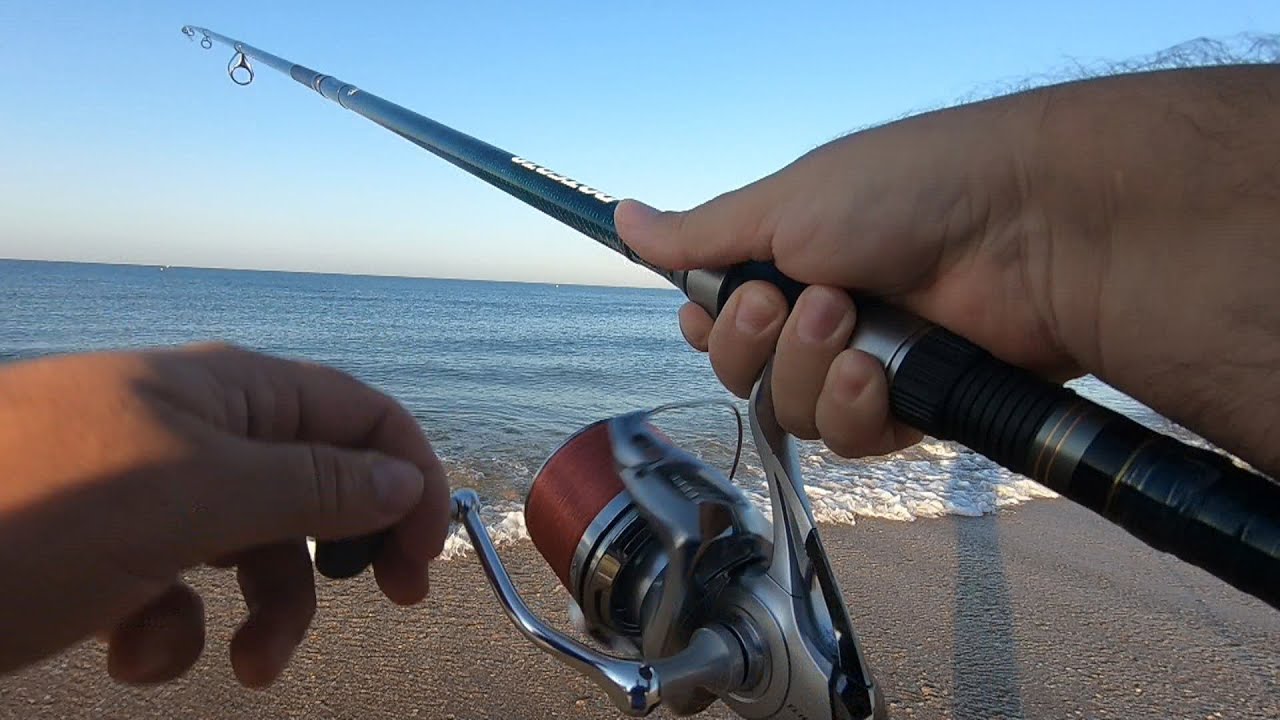 PESCA SURFCASTING CAÑA VEGA POTENZA LEGEND COMPARATIVA CINNETIC LUXYFER EN ACCION DE PESCA