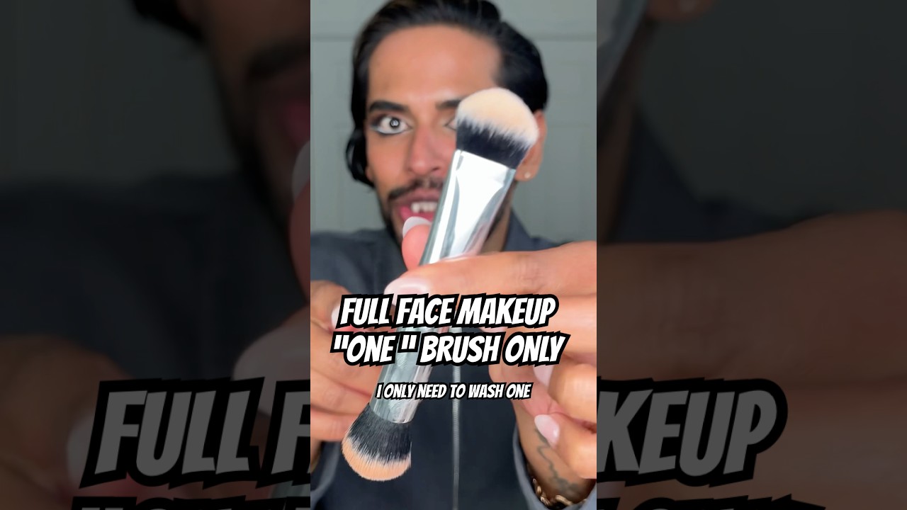MAKEUP BRUSH HACK &ldquo;ONE BRUSH&rdquo; FULL GLAM 👍🏽✨ @hauslabs #makeupbrushes #makeuptips #makeuphacks