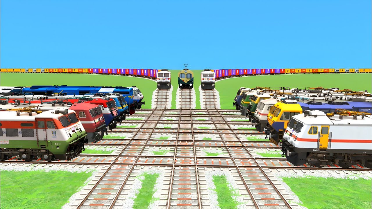 DIAMOND CROSSING 💎 15 TRAINS BY CURVED 😱 BRANCHED FORKED TRACKS BEANG DRIVE