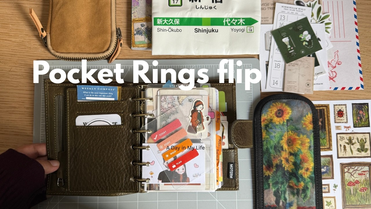 Pocket rings planner flip through 🍒  A functional pocket rings system