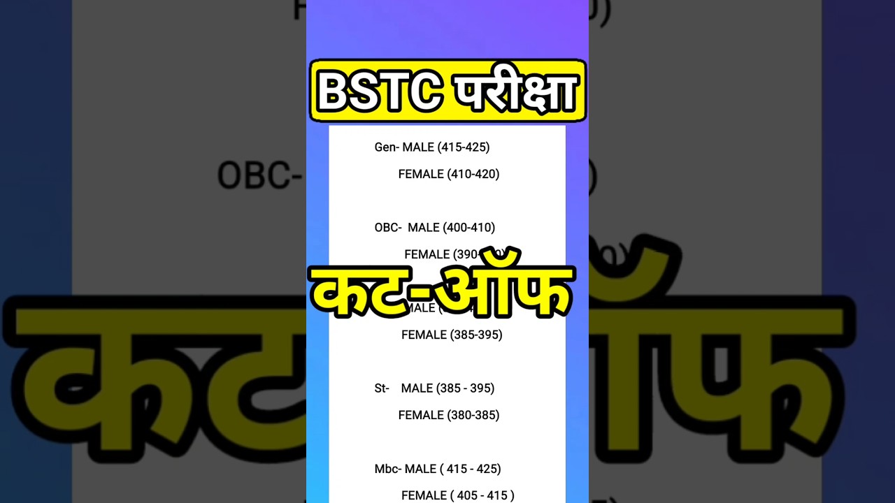 BSTC Cut Off 2025 | BSTC 2025 Cut Off | bstc result 2025 | bstc passing marks|predeled cut off #bstc