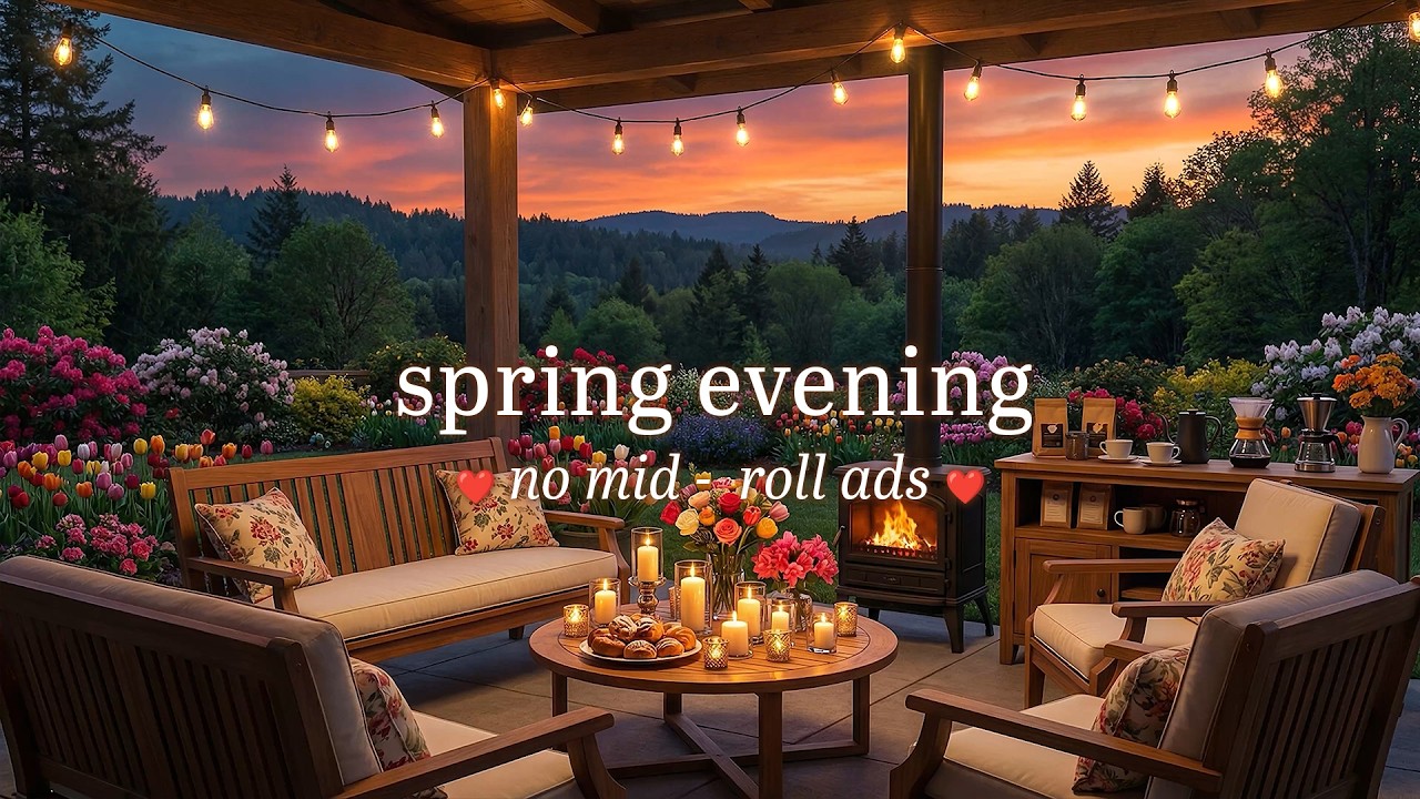 🌸 Spring Evening Jazz (NO MID-ROLL ADS) - Calm Piano Ambience for Relaxation & Rest