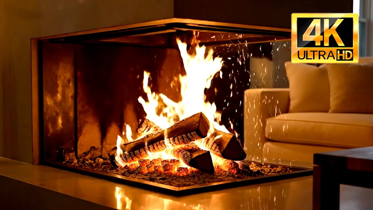 Cozy Fireplace 4K 🔥 Crackling Fire Sounds for Sleep, Study & Relax | 3 Hours Night Ambience